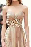 Champagne Metallic Sweetheart A Line Gala Kjole