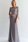 Elegant Sliver Shesth Scoop Lang Chiffon Baby Of the Bride Kjole med blonder Appliques