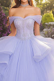 Lavendel balkjole Off The Shoulder Stropløs Quinceanera kjole