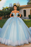 Prinsesse Himmelblå Off The Shoulder Quinceanera Kjole