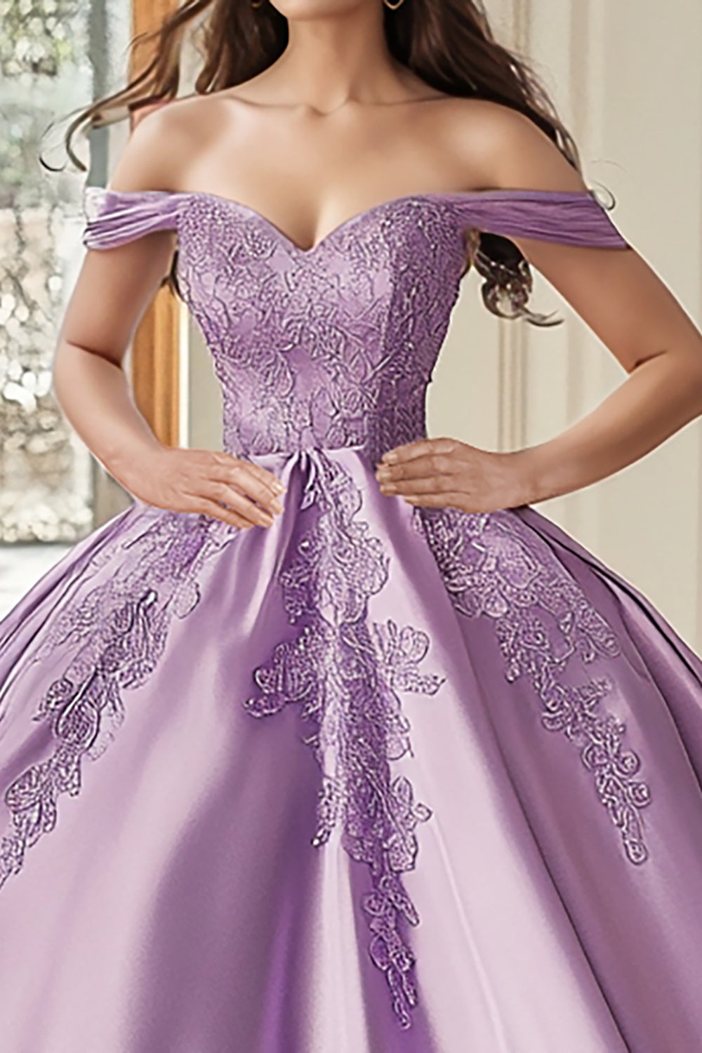 Balkjole Stropløs Sweetheart Lilla Satin Quinceanera Kjole