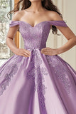 Balkjole Stropløs Sweetheart Lilla Satin Quinceanera Kjole