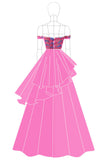 Fuchsia En linje off the shoulder tyl formel kjole