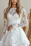 Blonder Appliques Hvid A Line Kort Graduation Kjole