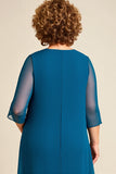 Blæk Blå Plus Size Chiffon Mor til Bruden Bukser Jakkesæt