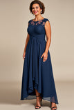 Navy A Line Chiffon Blonder Mor til Bruden Kjole