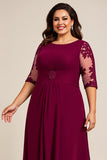 Bordeaux Chiffon Plus Size Te længde Kjole til brudens mor