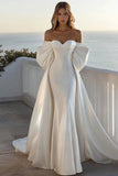 Havfrue Stropløs Ivoy Off the Shoulder Satin Brudekjole