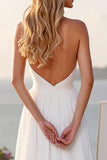 Halter A Line Stretch Satin Ruched Brudekjole Med Slids