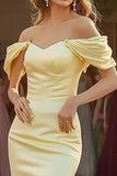 Påskelilje Off The Shoulder Havfrue Satin Gallakjole