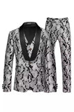 Jacquard Sort 3 stykker sjal revers Mænds dragter