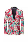 Blomstret farverig revers med hak til mænd blazer