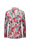 Blomstret farverig revers med hak til mænd blazer