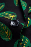 Mørkegrøn Leaf Printet Notched Revers Mænds Blazer