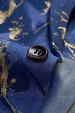 Blå trykt en knap haket revers monteret herre blazer