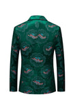 Blomster Mørkegrøn Notched revers One Button Mænds Blazer