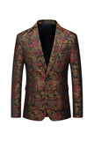 Brun monteret blomster med hak revers til mænds blazer