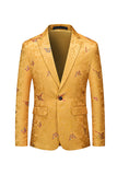 Gul Notched revers Floral One Button Mænds Blazer