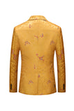 Gul Notched revers Floral One Button Mænds Blazer