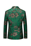 Grøn Floral Notched revers One Button Mænds Blazer