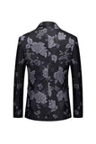Sort Floral Peak revers One Button Mænds Blazer