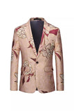Rose guld enkeltradet hak revers trykt herrebal blazer