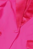 Fuchsia 2 Piece Peak revers Kvinder Galladragter med Fjer