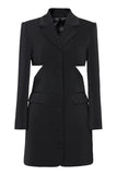 Sort Notched Revers Cut Out Kvinder Prom Suits med sløjfe