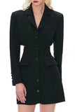 Sort Notched Revers Cut Out Kvinder Prom Suits med sløjfe