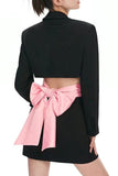 Sort Notched Revers Cut Out Kvinder Prom Suits med sløjfe