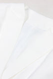 Hvid Peak revers ærmeløs Satin Kvinder Blazer