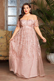 Blush Plus Size Lang kjole til brudens mor med applikationer