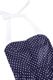 Halter Polka Dots Lyseblå En linje 1950'er kjole