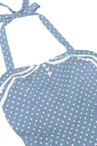 Polka Dots Halter Sort A-linje 1950'er kjole med sløjfe