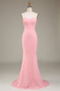 Indlæs billede til gallerivisning Blush pink havfrue kæreste satin lang brudepigekjole