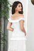 Indlæs billede til gallerivisning Hvid lagdelt lang Boho forlovelsesfestkjole med blonder