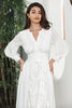 Indlæs billede til gallerivisning Hvid Boho Langærmet Forlovelsesfestkjole med blonder
