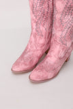 Støvet rose broderet Mid Calf Cowgirl Boho støvler