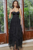 Indlæs billede til gallerivisning A-Line korset flæset asymmetrisk lille sort kjole