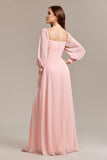 Blush A-Line Off the Shoulder Lang formel kjole med slids