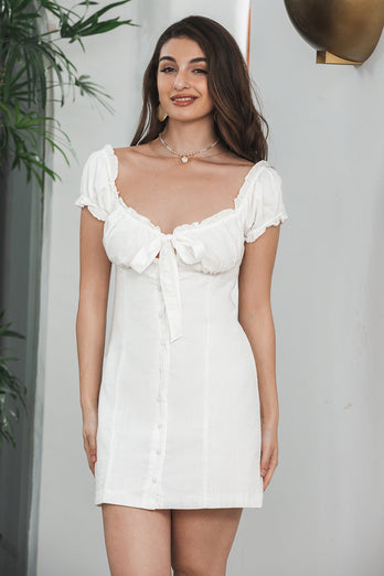 kappe enkeltradet snørebånd lille hvid kjole med pufærmer