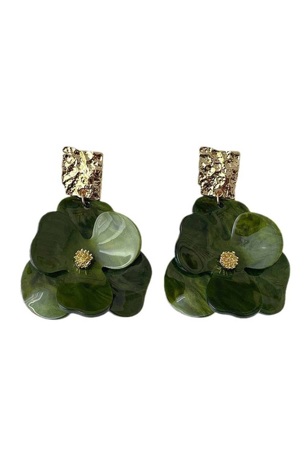 Grøn akryl blomsterform øreringe