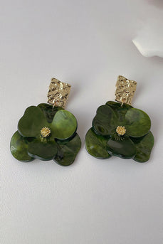 Grøn akryl blomsterform øreringe