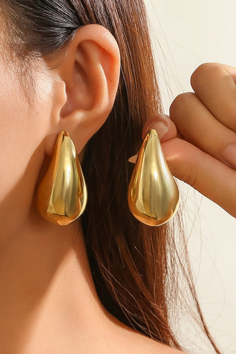Enkle dråbeformede øreringe i gyldent metal