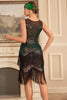 Indlæs billede til gallerivisning Glitter Sort, Grøn Pailletter frynser 1920&#39;erne Gatsby kjole