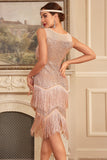 Blush Sparkly Fringes Great Gatsby kjole med pailletter