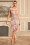 Blush Sparkly Fringes Great Gatsby kjole med pailletter