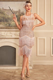 Blush Sparkly Fringes Great Gatsby kjole med pailletter