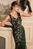 Indlæs billede til gallerivisning Glitrende sorte pailletter frynsede 1920&#39;erne flapper kjole