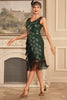 Indlæs billede til gallerivisning Glitrende sorte pailletter frynsede 1920&#39;erne flapper kjole